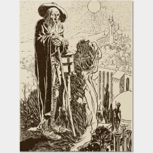Vintage Wizard Illustration Artwork Posters and Art